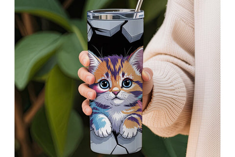 Colorful Kitten 20oz Tumbler Wrap Sublimation DesignSVG 