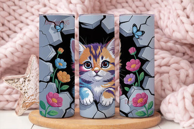 Colorful Kitten 20oz Tumbler Wrap Sublimation DesignSVG 