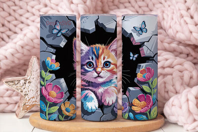 Colorful Kitten 20oz Tumbler Wrap Sublimation DesignSVG 