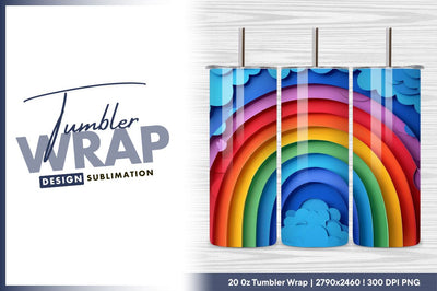 Colorful layered rainbow with clouds illustration Sublimation Regulrcrative 