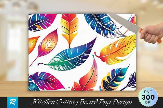 Colorful Leaf Pattern Cutting Board Sublimation Regulrcrative 