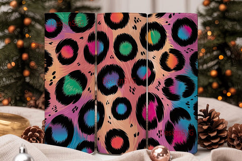 Colorful Leopard Fur 20oz Tumbler Wrap Sublimation DesignSVG 