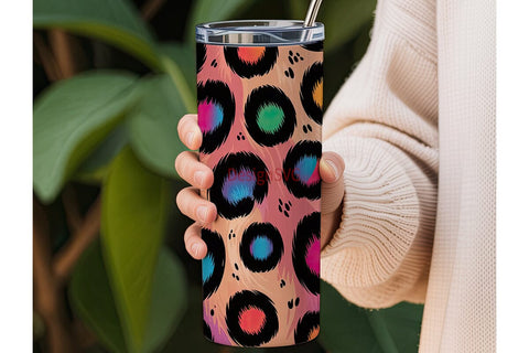 Colorful Leopard Fur 20oz Tumbler Wrap Sublimation DesignSVG 