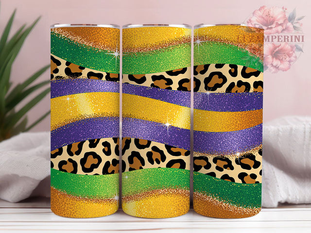 Colorful Leopard Mardi Gras Tumbler, Carnival Animal Print Wrap, Festive Party Cup, 20oz Sublimation Wrap, New Orleans Celebration Tumbler, Colorful Leopard Design Cup, Mardi Gras Wild Theme Wrap Sublimation Li Zamperini 