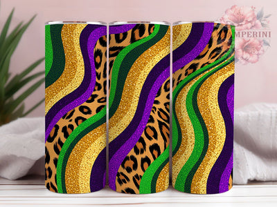 Colorful Leopard Mardi Gras Tumbler, Carnival Animal Print Wrap, Festive Party Cup, 20oz Sublimation Wrap, New Orleans Celebration Tumbler, Colorful Leopard Design Cup, Mardi Gras Wild Theme Wrap Sublimation Li Zamperini 