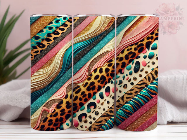 Colorful Leopard Print Glitter 20oz Tumbler Wrap PNG, Colorful Leopard Tumbler Png, Straight & Tapered Tumbler Wrap, Instant Digital Download Sublimation Li Zamperini 