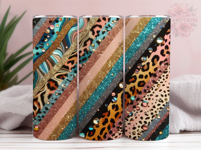 Colorful Leopard Print Glitter 20oz Tumbler Wrap PNG, Colorful Leopard Tumbler Png, Straight & Tapered Tumbler Wrap, Instant Digital Download Sublimation Li Zamperini 