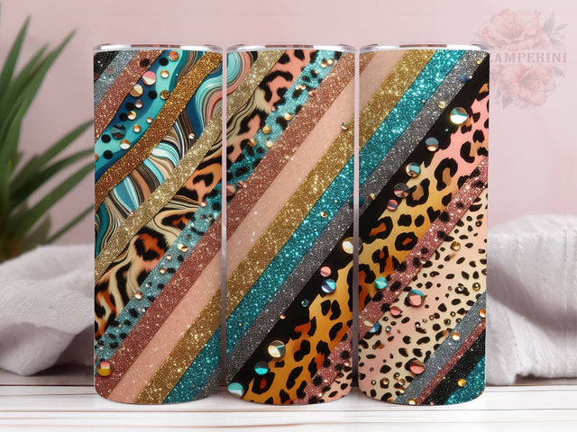 Colorful Leopard Print Glitter 20oz Tumbler Wrap PNG, Colorful Leopard Tumbler Png, Straight & Tapered Tumbler Wrap, Instant Digital Download Sublimation Li Zamperini 