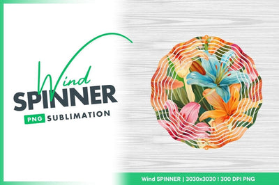 Colorful Lily Floral Pattern with Orange Pink and Blue Flowers and Green Leaves Sublimation Regulrcrative 