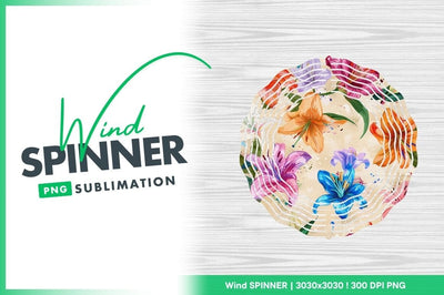 Colorful Lily Flower Pattern on Beige Background with Green Leaves and Paint Splatters Sublimation Regulrcrative 