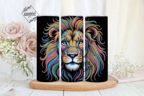 Colorful Lion Mosaic 20oz Tumbler Wrap Sublimation sassyprint 