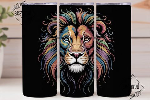 Colorful Lion Mosaic 20oz Tumbler Wrap Sublimation sassyprint 