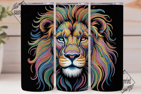 Colorful Lion Mosaic 20oz Tumbler Wrap Sublimation sassyprint 