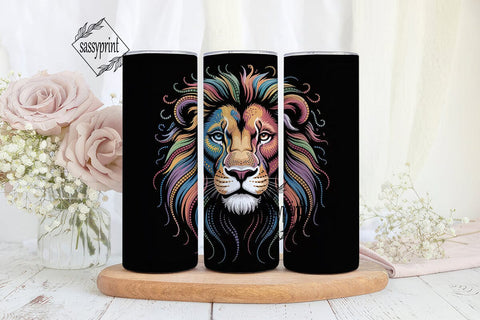 Colorful Lion Mosaic 20oz Tumbler Wrap Sublimation sassyprint 