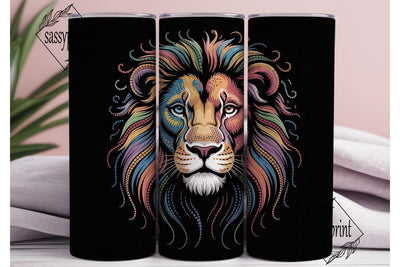Colorful Lion Mosaic 20oz Tumbler Wrap Sublimation sassyprint 