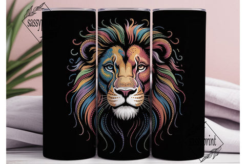 Colorful Lion Mosaic 20oz Tumbler Wrap Sublimation sassyprint 