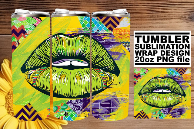 Colorful Lip Art Design for 20oz Tumblers – Sublimation Wrap Sublimation afrosvg 