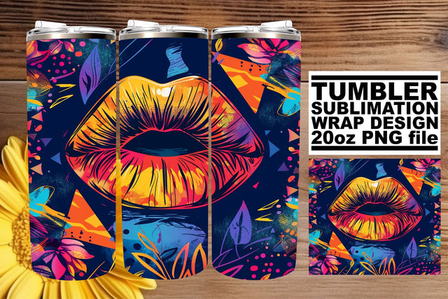 Colorful Lip Art for Tumblers – 20oz Sublimation Wrap Sublimation afrosvg 