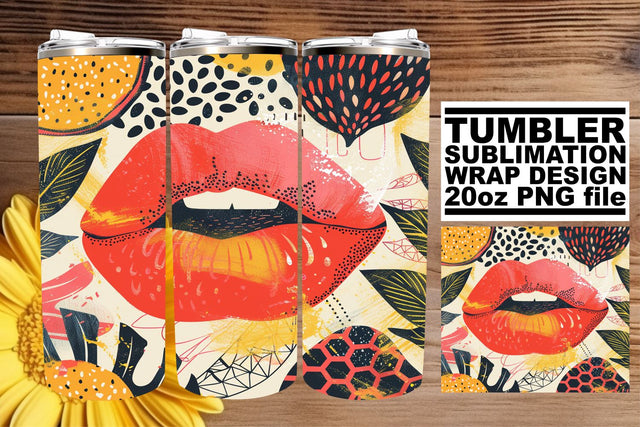 Colorful Lip Art Tumbler Wrap 20oz Sublimation Design for Beauty Sublimation afrosvg 
