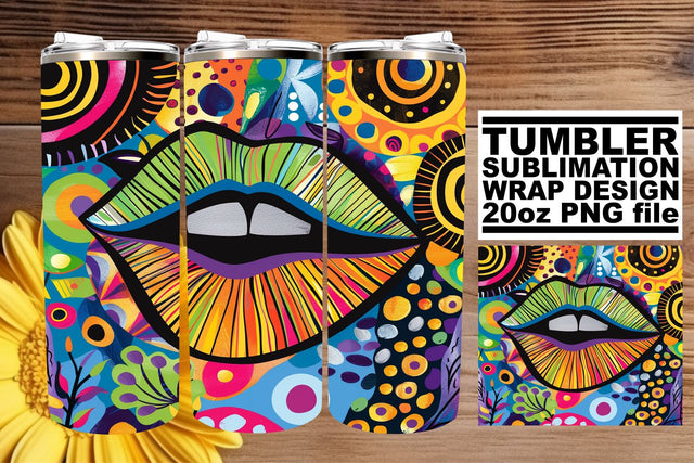 Colorful Lip Pattern Tumbler Wrap – 20oz Sublimation Design Sublimation afrosvg 