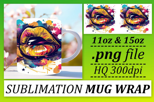 Colorful Lips 11oz 15oz Mug PNG Sublimation afrosvg 
