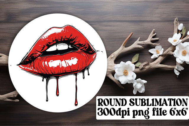 Colorful Lips Design Kit: Stylish Sublimation Round Ornaments Sublimation afrosvg 