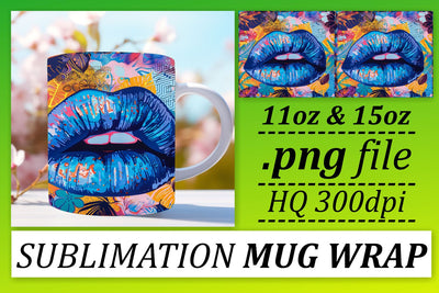 Colorful Lips Mug Art Print Sublimation afrosvg 