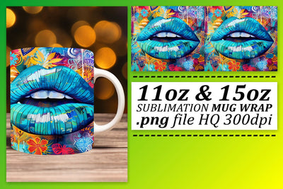 Colorful Lips Mug Artwork Sublimation afrosvg 