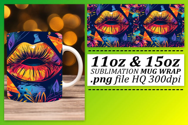 Colorful Lips Mug PNG Clipart Sublimation afrosvg 