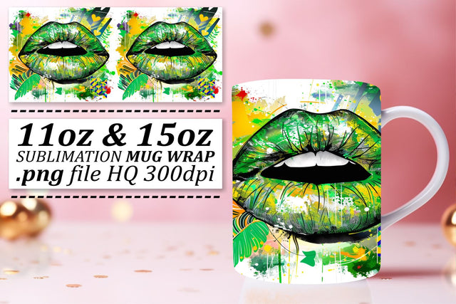 Colorful Lips Mug Wrap PNG Sublimation afrosvg 