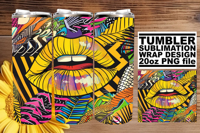 Colorful Lips Sublimation Wrap for 20oz Tumblers – Vibrant Design Sublimation afrosvg 