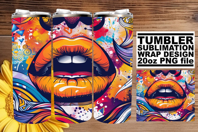 Colorful Lips Tumbler Wrap – 20oz Sublimation Print for Beauty Sublimation afrosvg 