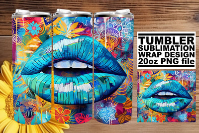 Colorful Lips Tumbler Wrap for Sublimation – 20oz Art Print Sublimation afrosvg 