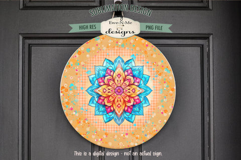Colorful Mandala Wind Spinner Round Sublimation Design PNG Sublimation Ewe-N-Me Designs 