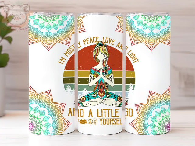 Colorful Mandala with Yoga Pose 20oz Skinny Tumbler, Yoga Stainless Steel PNG Downloads, Sublimation Design, Digital, Digital Download PNG Sublimation Lara' s Designs 
