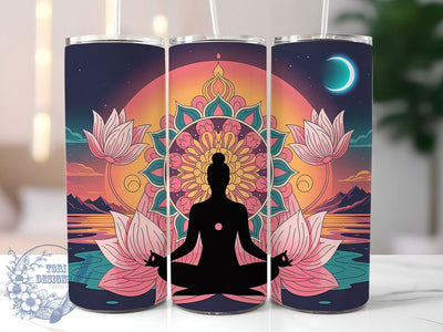 Colorful Mandala Yoga Tumbler, Colorful Mandala Theme, Spiritual Meditation Wrap, Vibrant Boho Design, Seamless Artistic Motif, Mindful Botanical Print, Zen Inspired Style, 20Oz Tumbler, Sublimation Sublimation ToriDesigns 