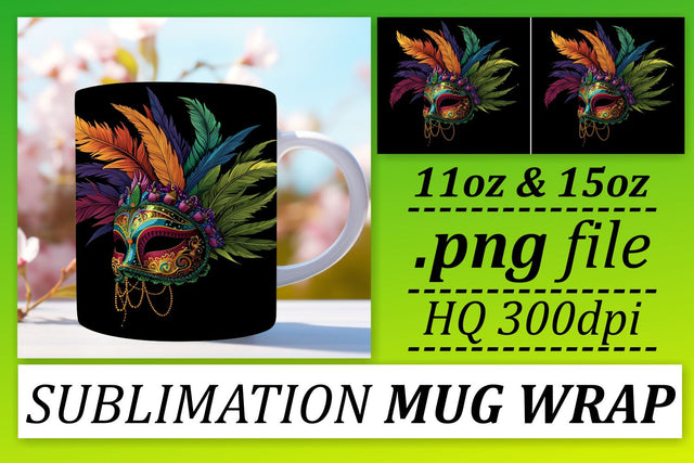 Colorful Mardi Gras Creations: Mask Mug - 11oz & 15oz Sublimation afrosvg 