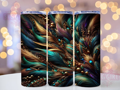 Colorful Mardi Gras Feathers Tumbler, Carnival Feather Wrap, Festive Party Cup, 20oz Sublimation Wrap, New Orleans Celebration Tumbler, Colorful Feather Design Cup, Mardi Gras Feather Theme Wrap Sublimation SvggirlplusArt 
