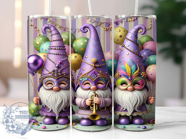 Colorful Mardi Gras Gnomes Tumbler, Carnival Gnome Wrap, Festive Party Cup, 20oz Sublimation Wrap, New Orleans Celebration Tumbler, Cute Gnome Design Cup, Colorful Mardi Gras Wrap Sublimation ToriDesigns 