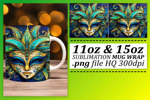 Colorful Mardi Gras Magic: 11oz & 15oz Mug Sublimation Sublimation afrosvg 
