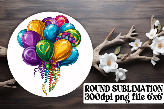 Colorful Mardi Gras Mask Ornaments - Circle Designs Sublimation afrosvg 