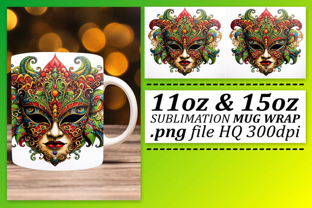 Colorful Mardi Gras Theme: Sublimation for Mugs Sublimation afrosvg 