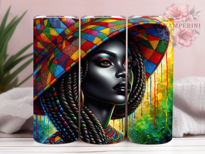 Colorful Melanin Queen Tumbler, Black Woman Design, Bright Colorful Theme, Afrocentric Style, Empowerment Artwork, Bold Vibrant Colors, Tumbler Wrap, Sublimation Design, 20oz Tumbler, Cultural Pride Sublimation Li Zamperini 