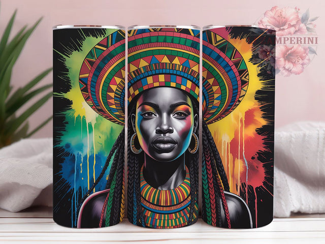 Colorful Melanin Queen Tumbler, Black Woman Design, Bright Colorful Theme, Afrocentric Style, Empowerment Artwork, Bold Vibrant Colors, Tumbler Wrap, Sublimation Design, 20oz Tumbler, Cultural Pride Sublimation Li Zamperini 