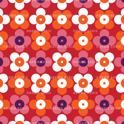Colorful Mid Century Daisy Flowers Background Pattern Digital Paper Digital Pattern Karma Genie Graphics 