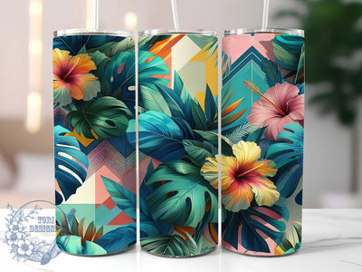 Colorful Monstera Botanical Tumbler, Indoor Garden Tumbler, Colorful Botanical Wrap, Artistic Plant Wrap, Museum Quality Wrap, Sublimation Design, Trendy Gift Idea Sublimation ToriDesigns 