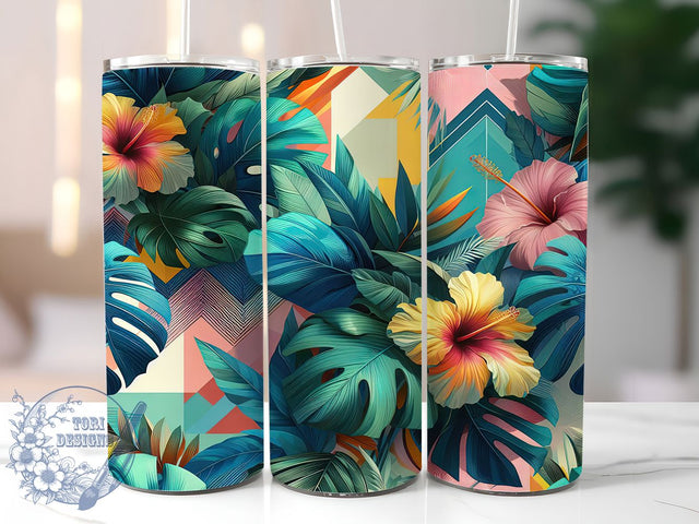Colorful Monstera Botanical Tumbler, Indoor Garden Tumbler, Colorful Botanical Wrap, Artistic Plant Wrap, Museum Quality Wrap, Sublimation Design, Trendy Gift Idea Sublimation ToriDesigns 