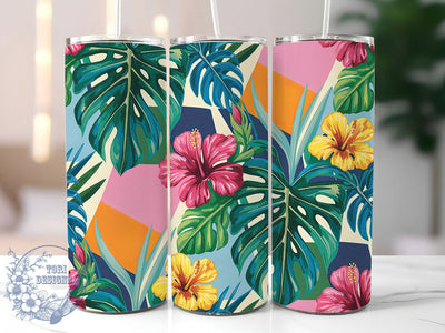 Colorful Monstera Botanical Tumbler, Indoor Garden Tumbler, Colorful Botanical Wrap, Artistic Plant Wrap, Museum Quality Wrap, Sublimation Design, Trendy Gift Idea Sublimation ToriDesigns 