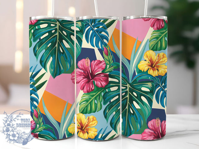 Colorful Monstera Botanical Tumbler, Indoor Garden Tumbler, Colorful Botanical Wrap, Artistic Plant Wrap, Museum Quality Wrap, Sublimation Design, Trendy Gift Idea Sublimation ToriDesigns 