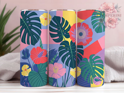 Colorful Monstera Plant Tumbler, Indoor Plants Tumbler, Colorful 20oz Wrap, Sublimation Design, Stylish Gift Idea, Artistic Plant Wrap, Museum Quality Tumbler Sublimation Li Zamperini 